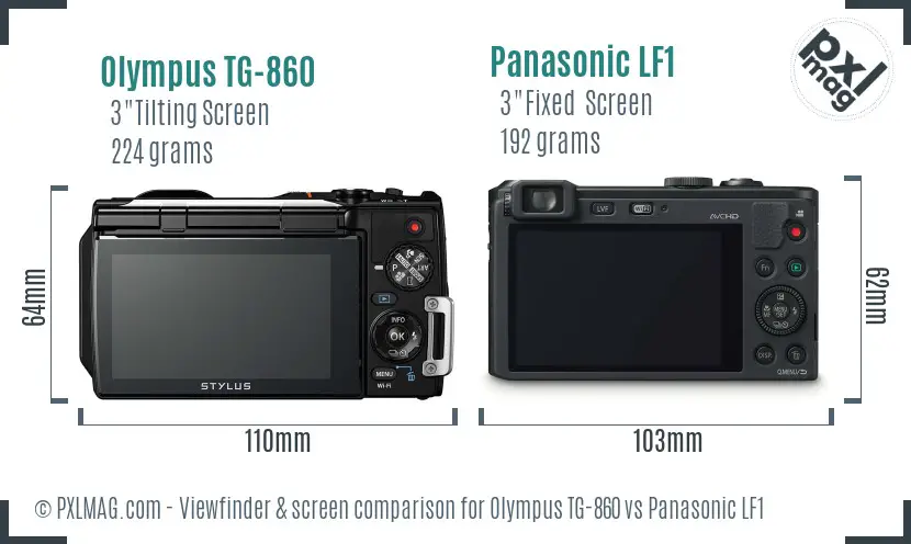 Olympus TG-860 vs Panasonic LF1 Screen and Viewfinder comparison