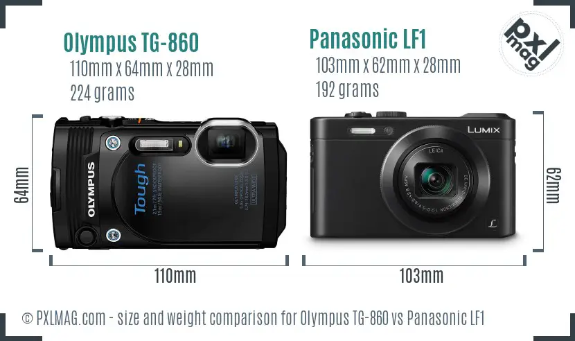 Olympus TG-860 vs Panasonic LF1 size comparison