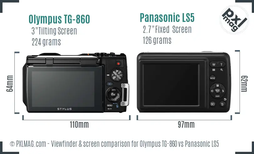 Olympus TG-860 vs Panasonic LS5 Screen and Viewfinder comparison Olympus TG-860 vs Panasonic LS5 Screen and Viewfinder comparison