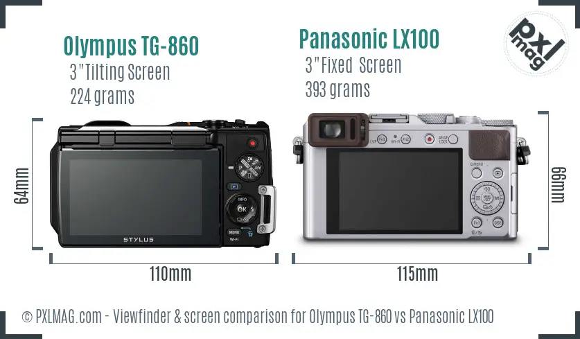 Olympus TG-860 vs Panasonic LX100 Screen and Viewfinder comparison Olympus TG-860 vs Panasonic LX100 Screen and Viewfinder comparison
