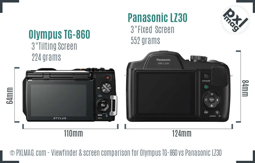Olympus TG-860 vs Panasonic LZ30 Screen and Viewfinder comparison Olympus TG-860 vs Panasonic LZ30 Screen and Viewfinder comparison