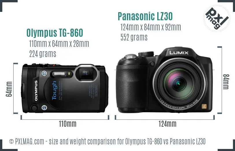 Olympus TG-860 vs Panasonic LZ30 size comparison Olympus TG-860 vs Panasonic LZ30 size comparison