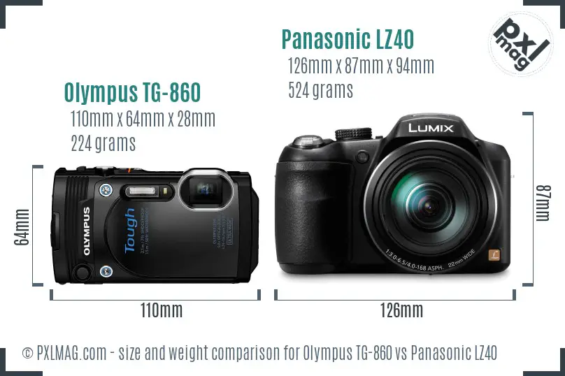 Olympus TG-860 vs Panasonic LZ40 size comparison Olympus TG-860 vs Panasonic LZ40 size comparison