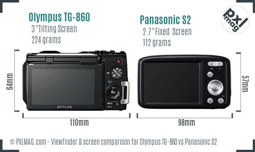 Olympus TG-860 vs Panasonic S2 Screen and Viewfinder comparison Olympus TG-860 vs Panasonic S2 Screen and Viewfinder comparison