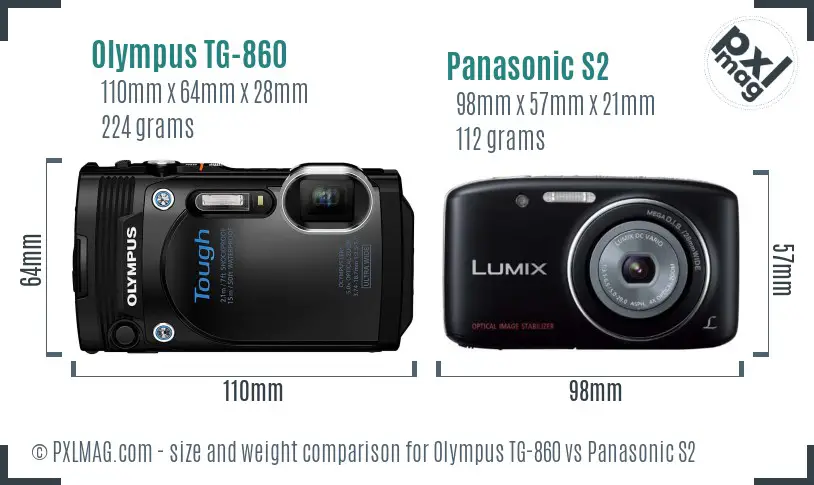 Olympus TG-860 vs Panasonic S2 size comparison Olympus TG-860 vs Panasonic S2 size comparison