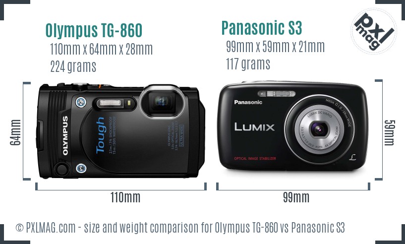 Olympus TG-860 vs Panasonic S3 size comparison Olympus TG-860 vs Panasonic S3 size comparison
