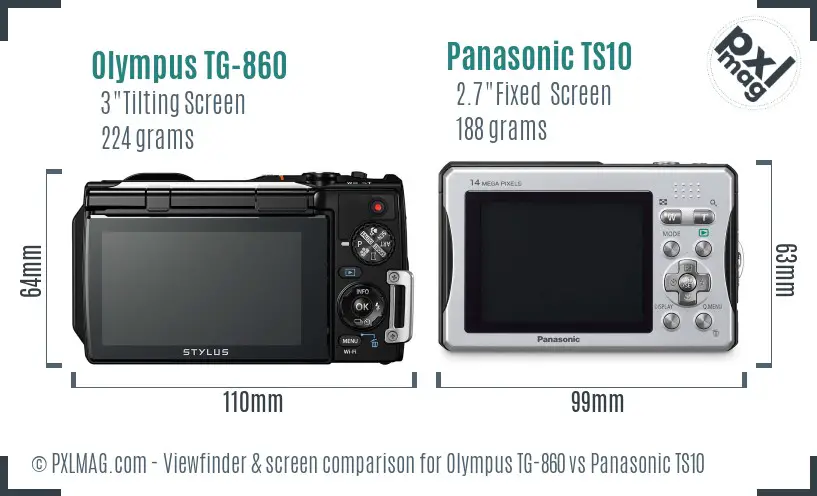 Olympus TG-860 vs Panasonic TS10 Screen and Viewfinder comparison