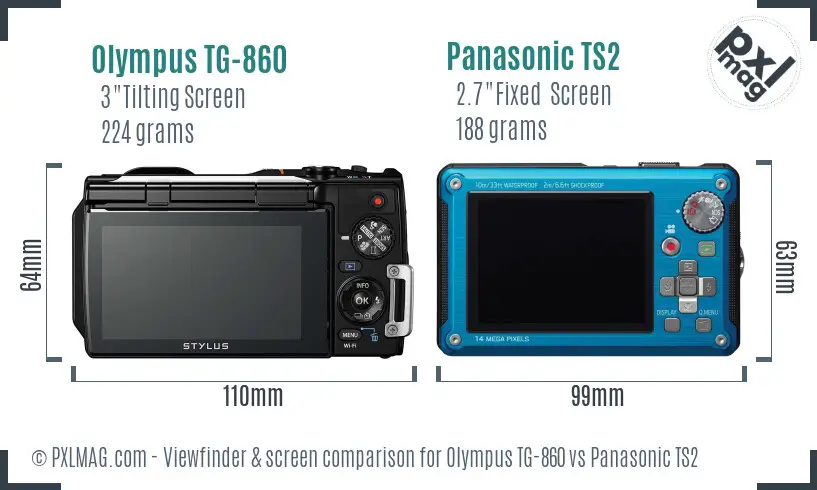 Olympus TG-860 vs Panasonic TS2 Screen and Viewfinder comparison