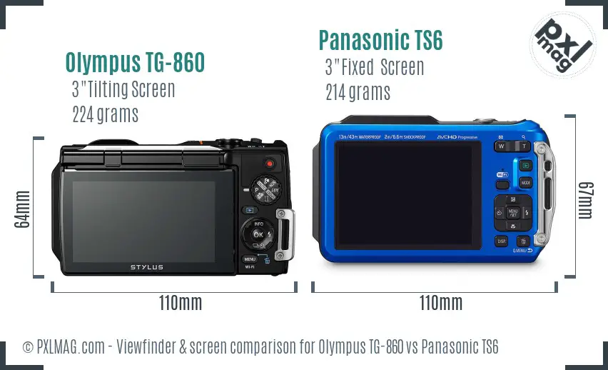 Olympus TG-860 vs Panasonic TS6 Screen and Viewfinder comparison