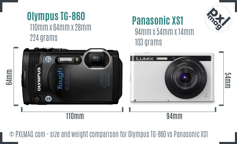 Olympus TG-860 vs Panasonic XS1 size comparison