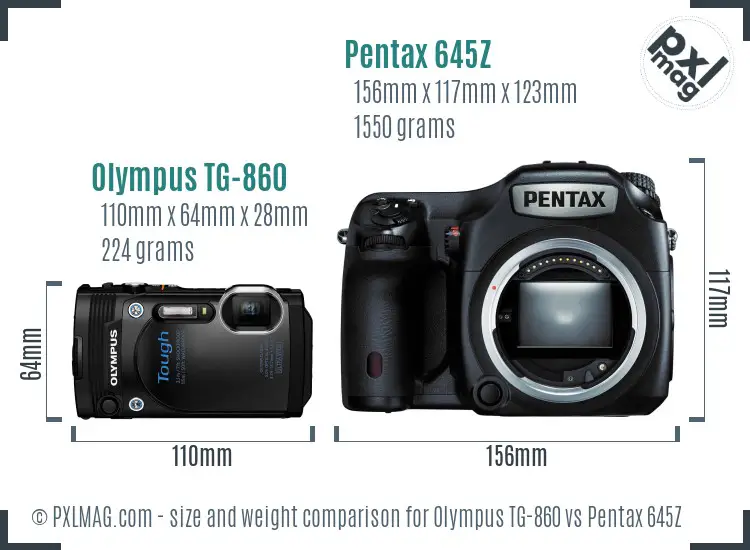 Olympus TG-860 vs Pentax 645Z size comparison