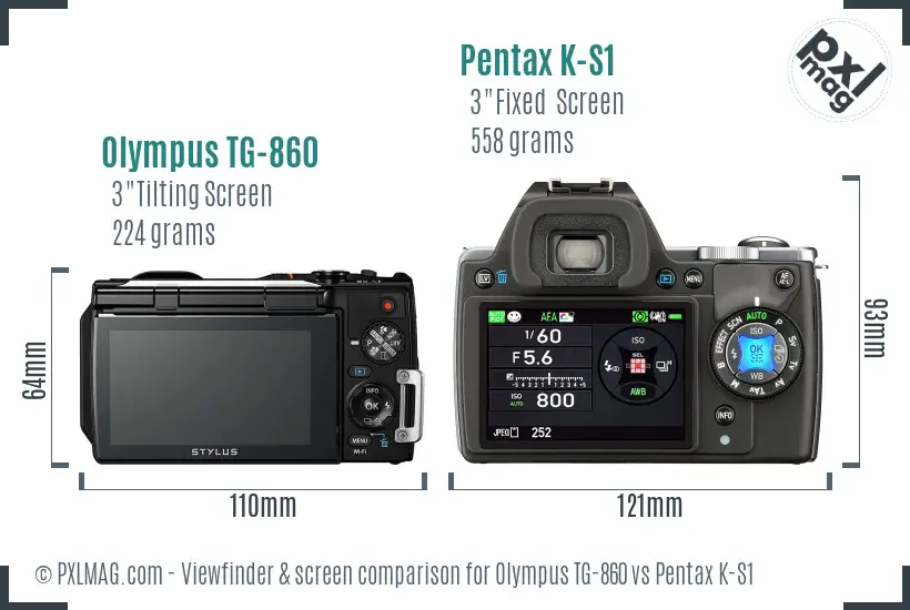 Olympus TG-860 vs Pentax K-S1 Screen and Viewfinder comparison