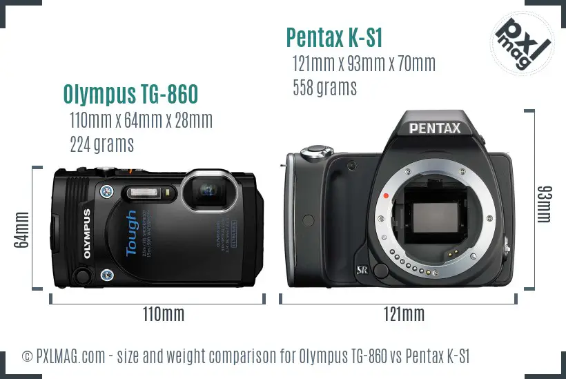 Olympus TG-860 vs Pentax K-S1 size comparison