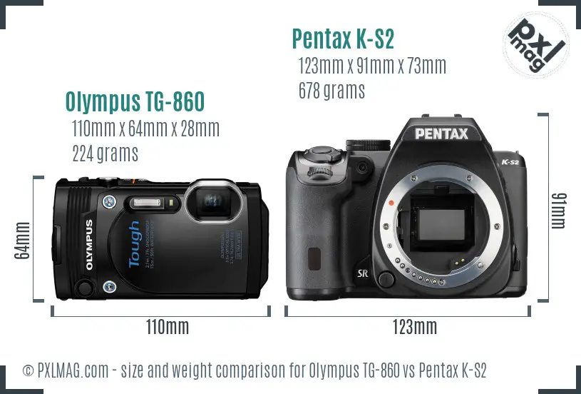 Olympus TG-860 vs Pentax K-S2 size comparison