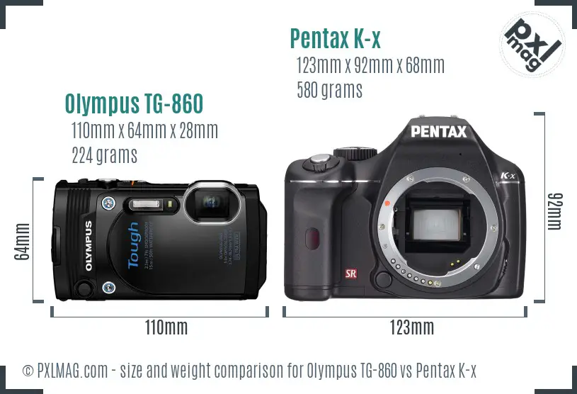 Olympus TG-860 vs Pentax K-x size comparison