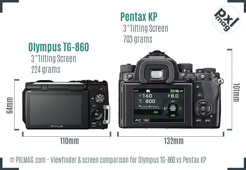 Olympus TG-860 vs Pentax KP Screen and Viewfinder comparison