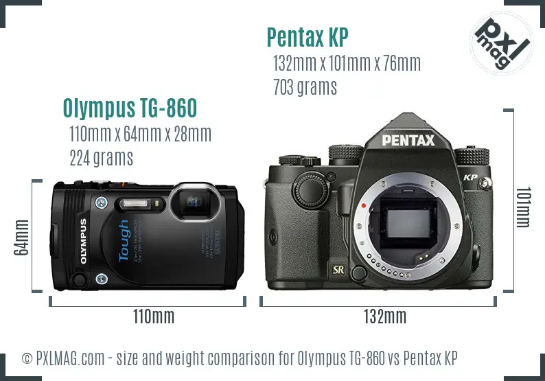 Olympus TG-860 vs Pentax KP size comparison