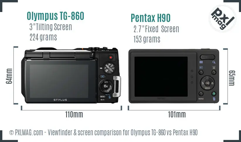 Olympus TG-860 vs Pentax H90 Screen and Viewfinder comparison