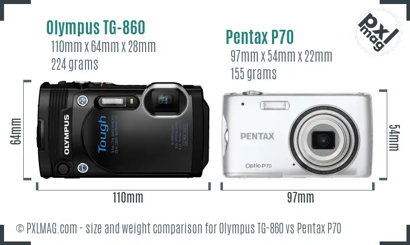 Olympus TG-860 vs Pentax P70 size comparison