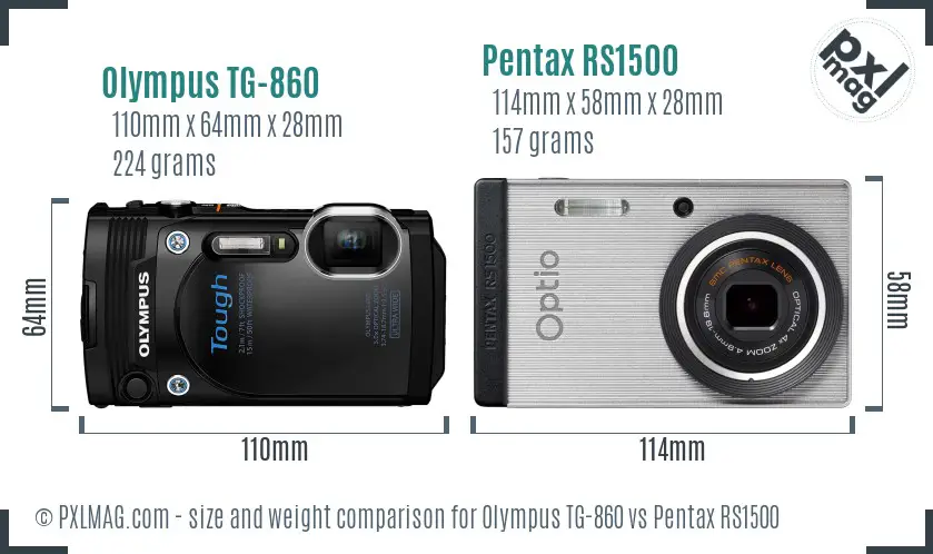 Olympus TG-860 vs Pentax RS1500 size comparison