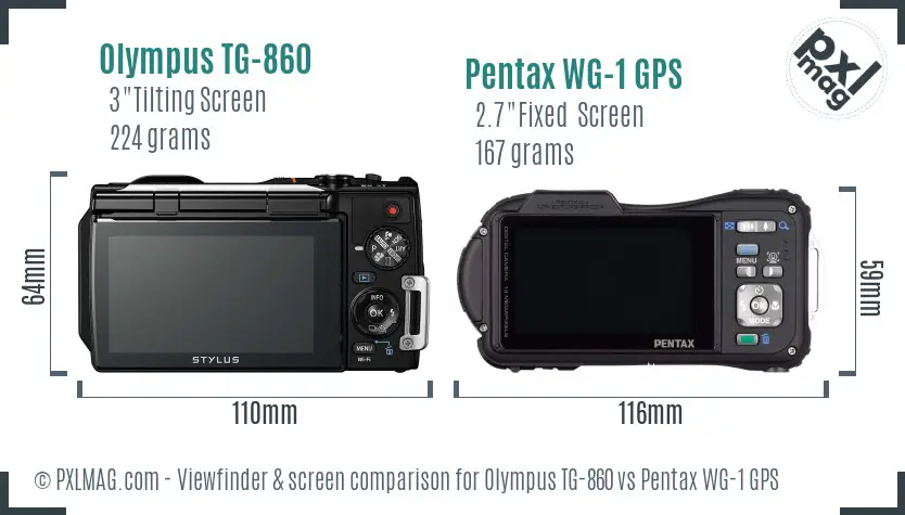 Olympus TG-860 vs Pentax WG-1 GPS Screen and Viewfinder comparison