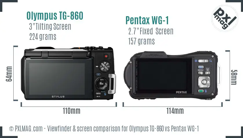 Olympus TG-860 vs Pentax WG-1 Screen and Viewfinder comparison