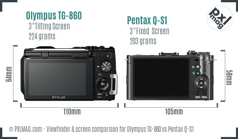 Olympus TG-860 vs Pentax Q-S1 Screen and Viewfinder comparison