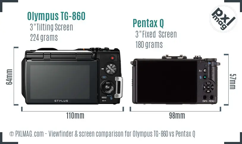 Olympus TG-860 vs Pentax Q Screen and Viewfinder comparison
