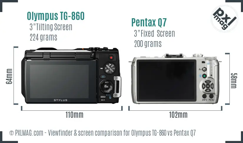 Olympus TG-860 vs Pentax Q7 Screen and Viewfinder comparison