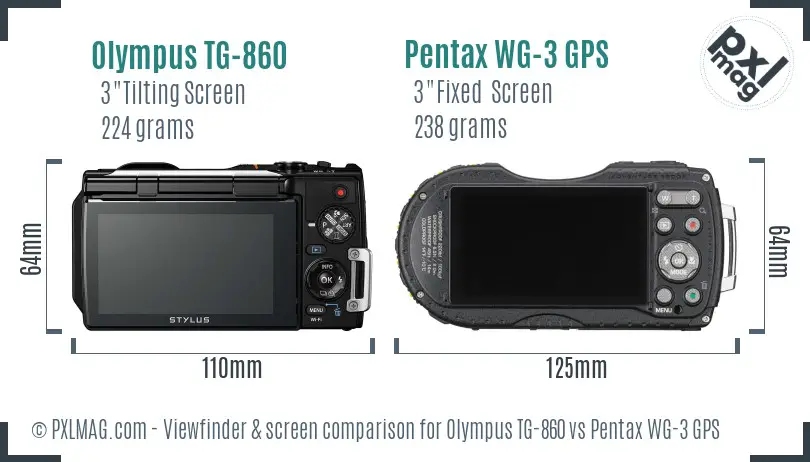 Olympus TG-860 vs Pentax WG-3 GPS Screen and Viewfinder comparison Olympus TG-860 vs Pentax WG-3 GPS Screen and Viewfinder comparison