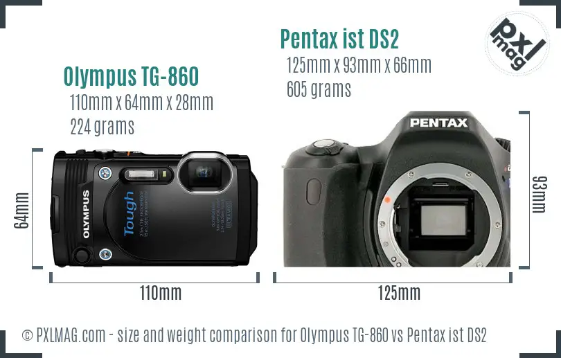 Olympus TG-860 vs Pentax ist DS2 size comparison