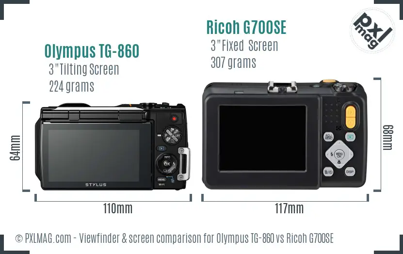 Olympus TG-860 vs Ricoh G700SE Screen and Viewfinder comparison