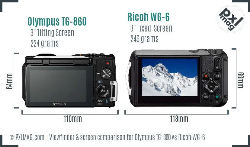 Olympus TG-860 vs Ricoh WG-6 Screen and Viewfinder comparison