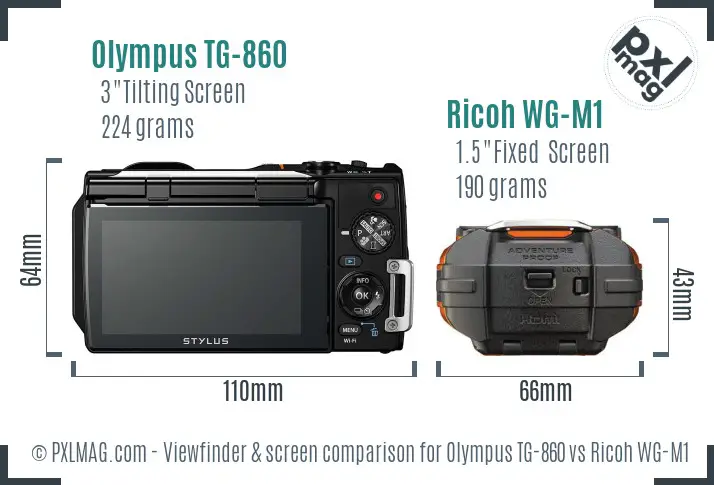 Olympus TG-860 vs Ricoh WG-M1 Screen and Viewfinder comparison