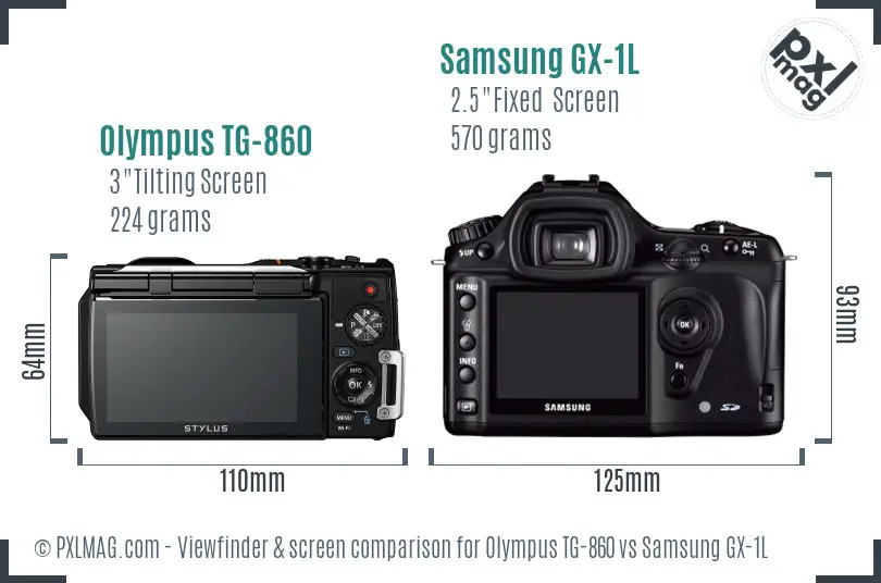 Olympus TG-860 vs Samsung GX-1L Screen and Viewfinder comparison Olympus TG-860 vs Samsung GX-1L Screen and Viewfinder comparison