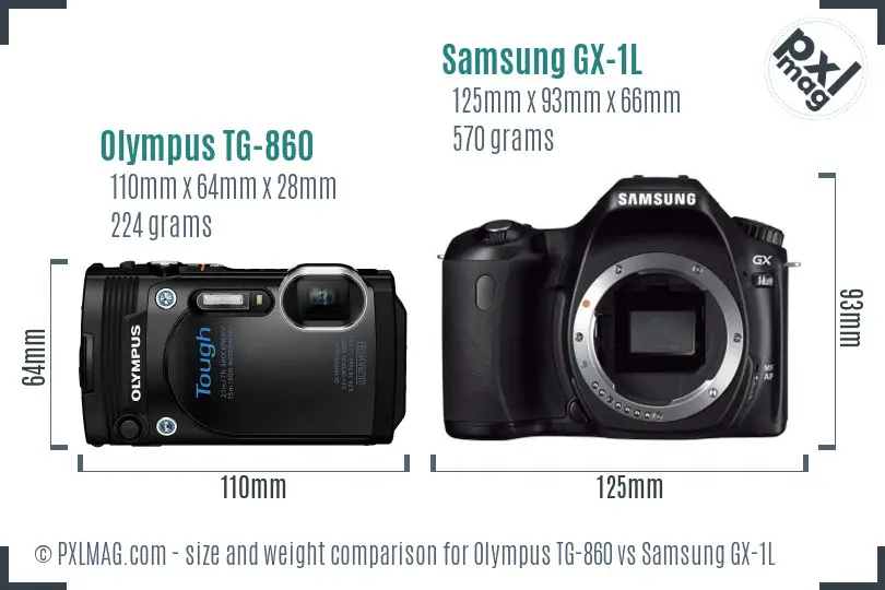 Olympus TG-860 vs Samsung GX-1L size comparison Olympus TG-860 vs Samsung GX-1L size comparison