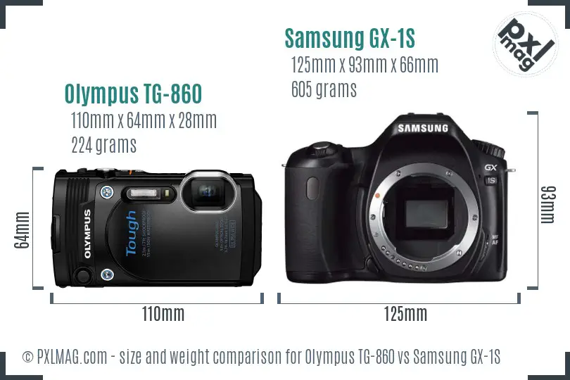 Olympus TG-860 vs Samsung GX-1S size comparison