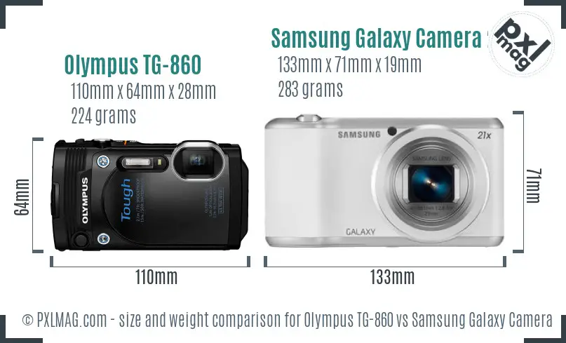 Olympus TG-860 vs Samsung Galaxy Camera 2 size comparison Olympus TG-860 vs Samsung Galaxy Camera 2 size comparison