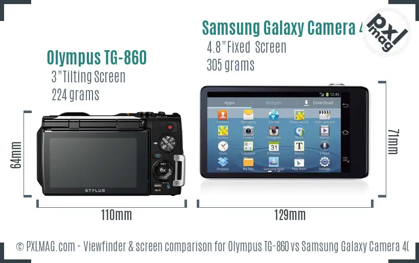 Olympus TG-860 vs Samsung Galaxy Camera 4G Screen and Viewfinder comparison