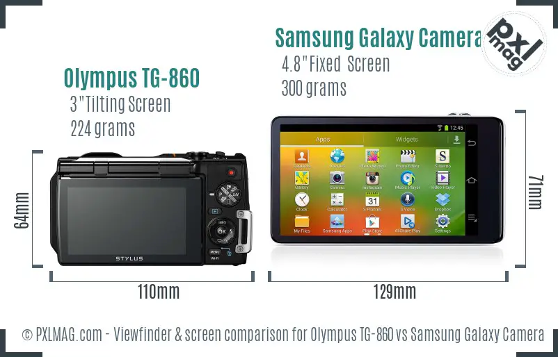 Olympus TG-860 vs Samsung Galaxy Camera Screen and Viewfinder comparison