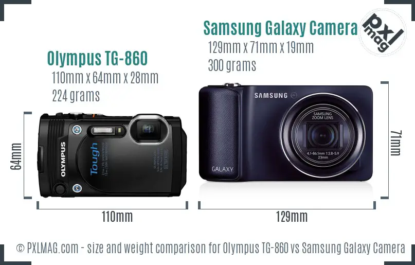 Olympus TG-860 vs Samsung Galaxy Camera size comparison