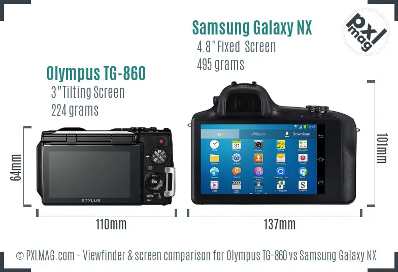 Olympus TG-860 vs Samsung Galaxy NX Screen and Viewfinder comparison Olympus TG-860 vs Samsung Galaxy NX Screen and Viewfinder comparison