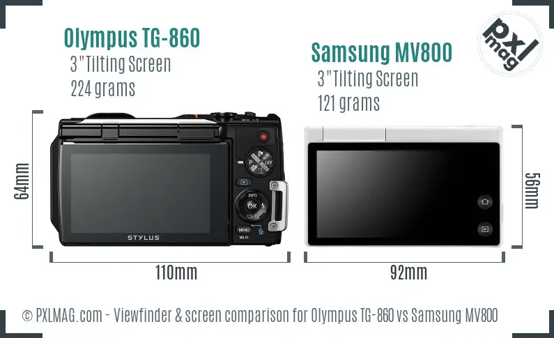 Olympus TG-860 vs Samsung MV800 Screen and Viewfinder comparison