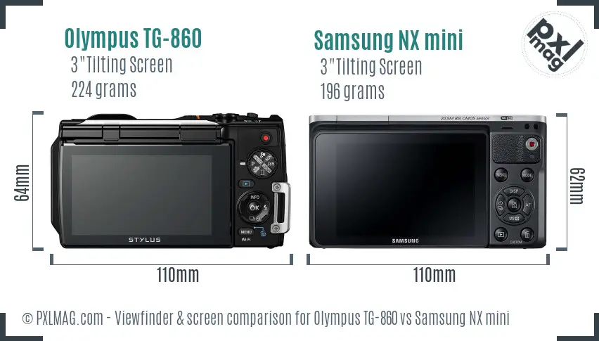 Olympus TG-860 vs Samsung NX mini Screen and Viewfinder comparison