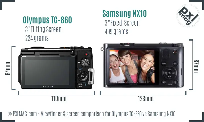 Olympus TG-860 vs Samsung NX10 Screen and Viewfinder comparison Olympus TG-860 vs Samsung NX10 Screen and Viewfinder comparison