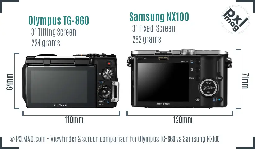 Olympus TG-860 vs Samsung NX100 Screen and Viewfinder comparison