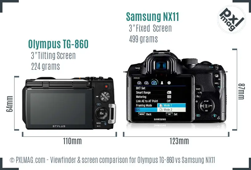 Olympus TG-860 vs Samsung NX11 Screen and Viewfinder comparison Olympus TG-860 vs Samsung NX11 Screen and Viewfinder comparison