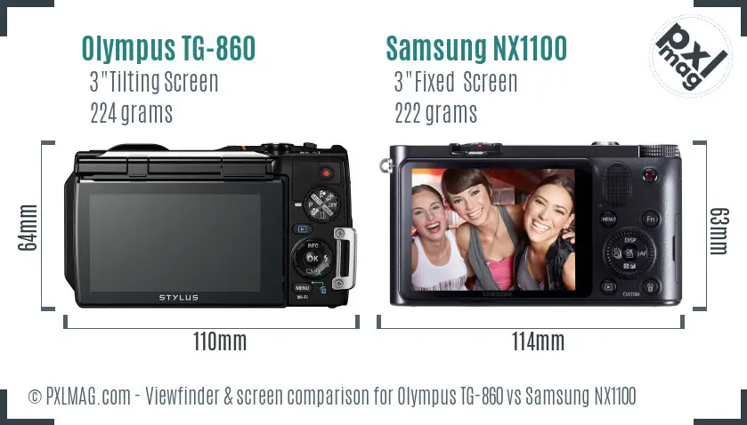 Olympus TG-860 vs Samsung NX1100 Screen and Viewfinder comparison