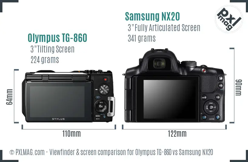 Olympus TG-860 vs Samsung NX20 Screen and Viewfinder comparison