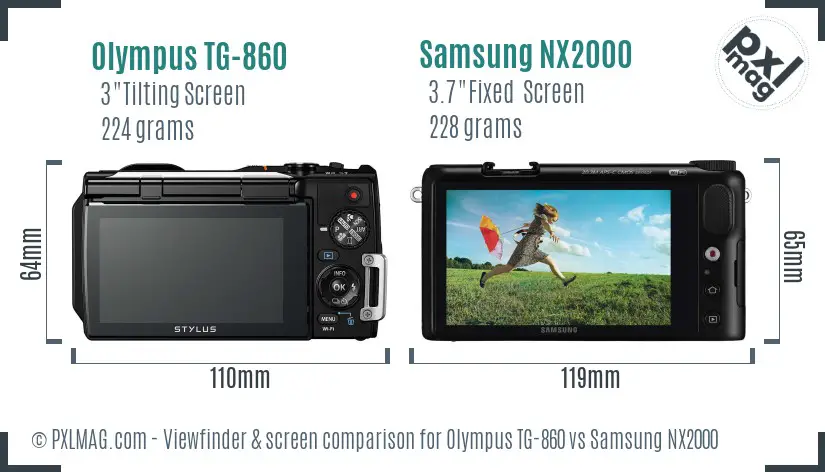 Olympus TG-860 vs Samsung NX2000 Screen and Viewfinder comparison